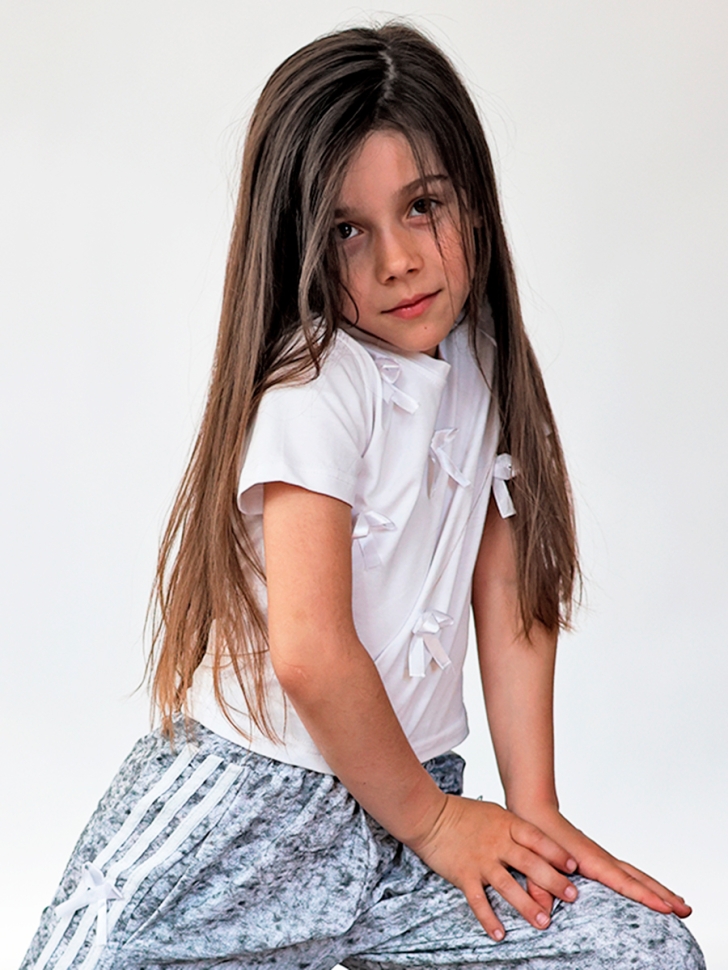 Комплект футболка и брюки для девочек БУШОН ST110, цвет серый/белый