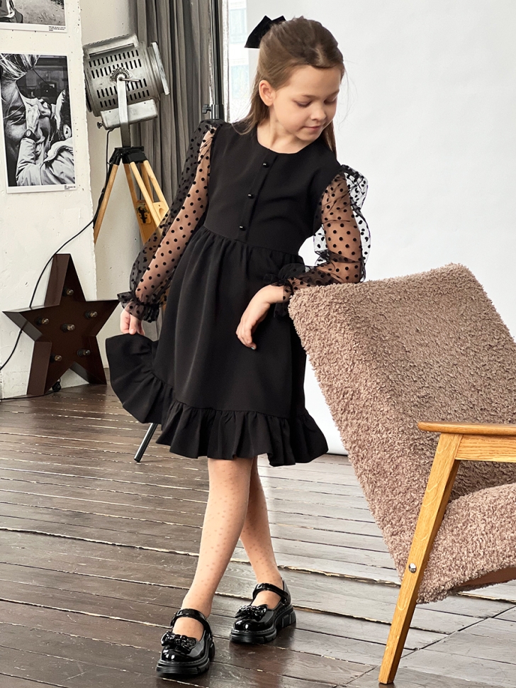 Платье для девочки нарядное БУШОН ST52, цвет черный
