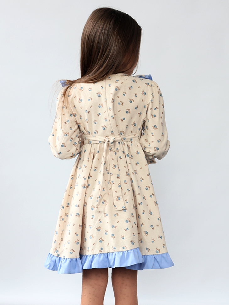 Платье для девочки нарядное БУШОН ST592, цвет бежевый/голубой 