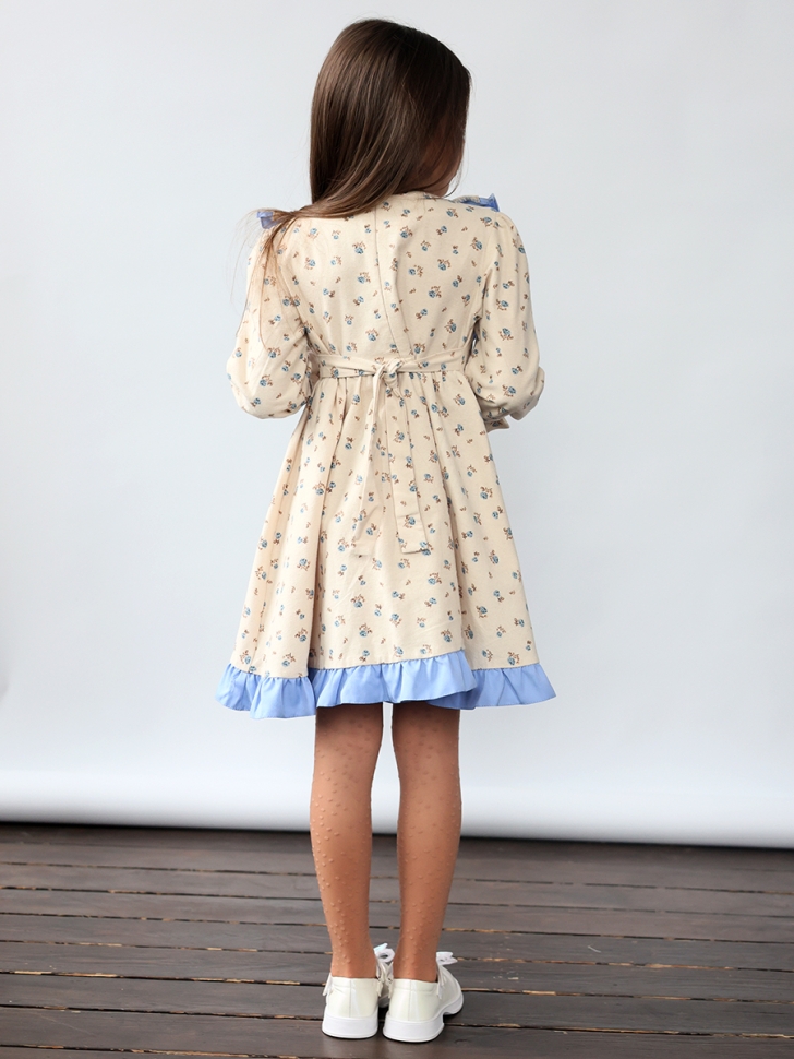 Платье для девочки нарядное БУШОН ST592, цвет бежевый/голубой 