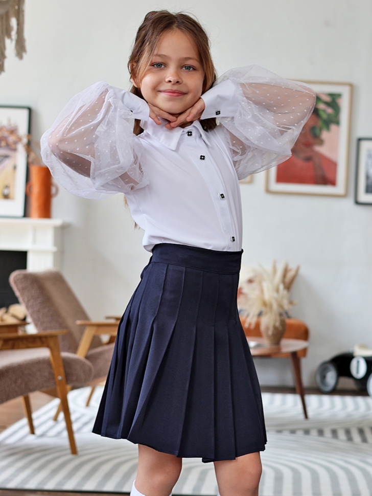Юбка для девочек школьная БУШОН, модель SK90, цвет темно-синий