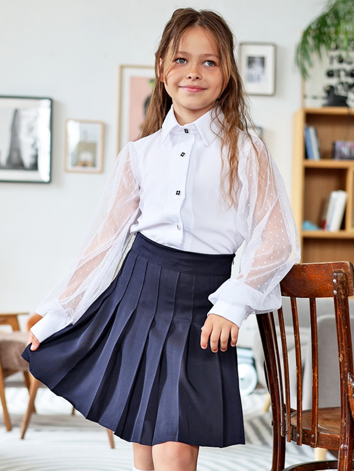 Юбка для девочек школьная БУШОН, модель SK90, цвет темно-синий