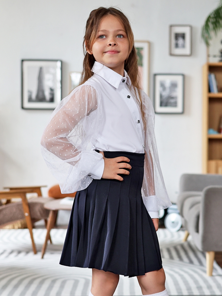 Юбка для девочек школьная БУШОН, модель SK90, цвет темно-синий