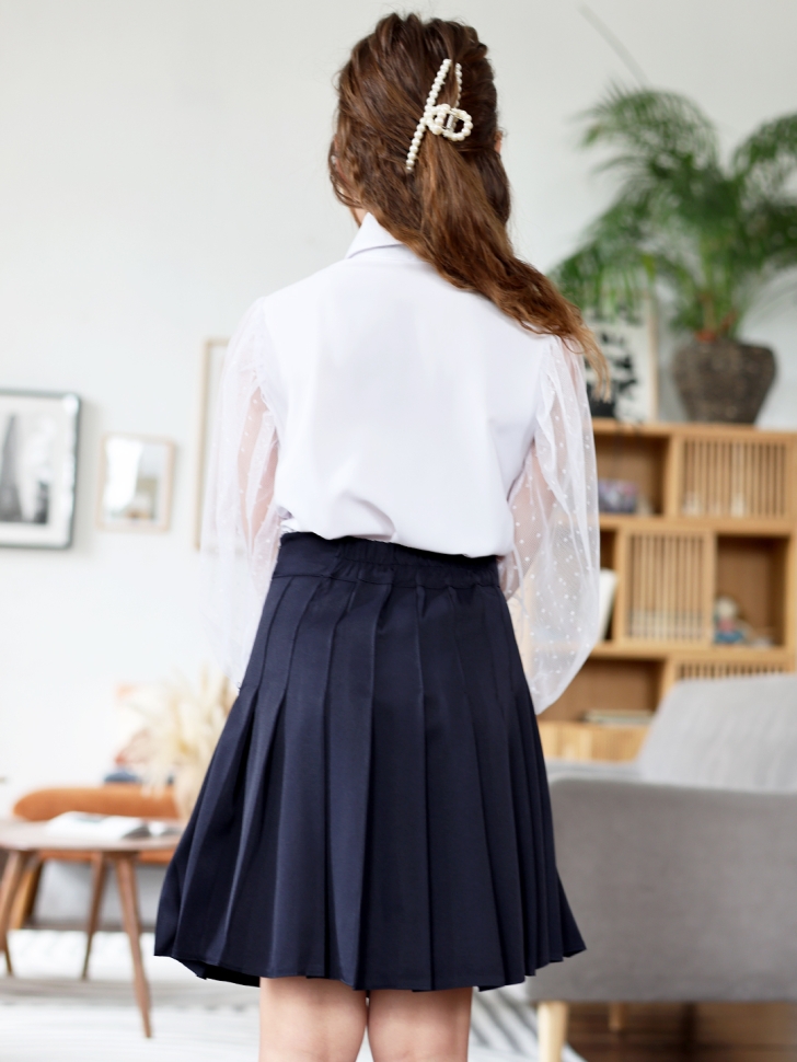 Юбка для девочек школьная БУШОН, модель SK90, цвет темно-синий