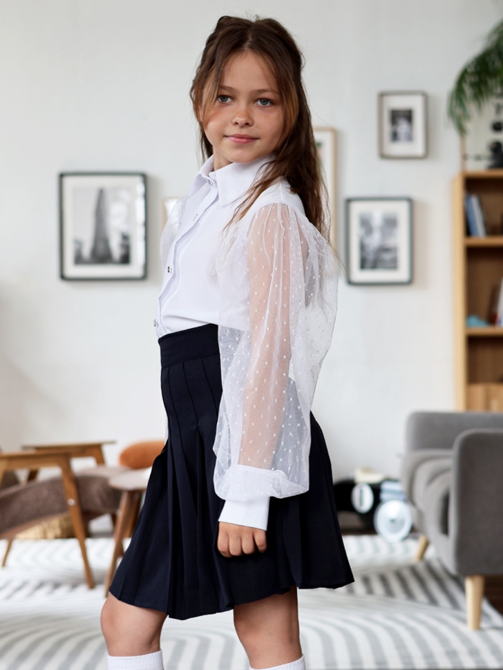 Юбка для девочек школьная БУШОН, модель SK90, цвет темно-синий