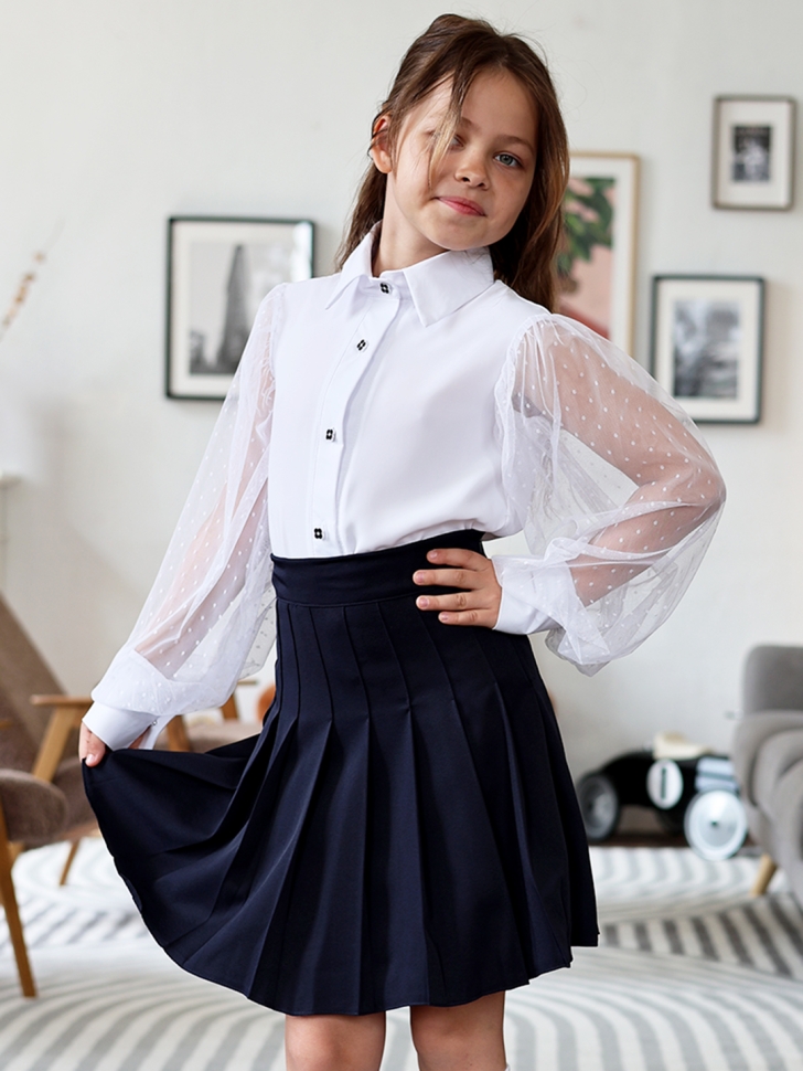 Юбка для девочек школьная БУШОН, модель SK90, цвет темно-синий