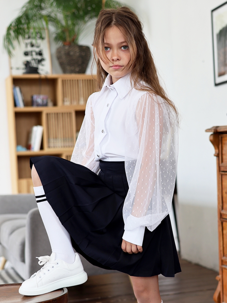 Юбка для девочек школьная БУШОН, модель SK90, цвет темно-синий