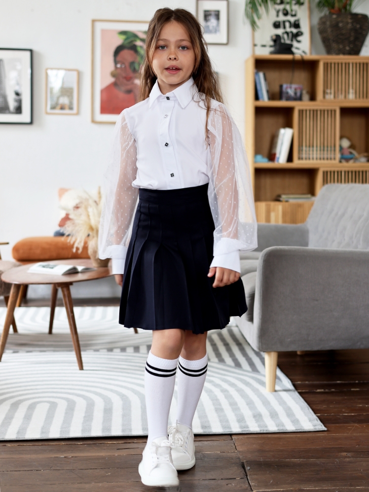 Юбка для девочек школьная БУШОН, модель SK90, цвет темно-синий