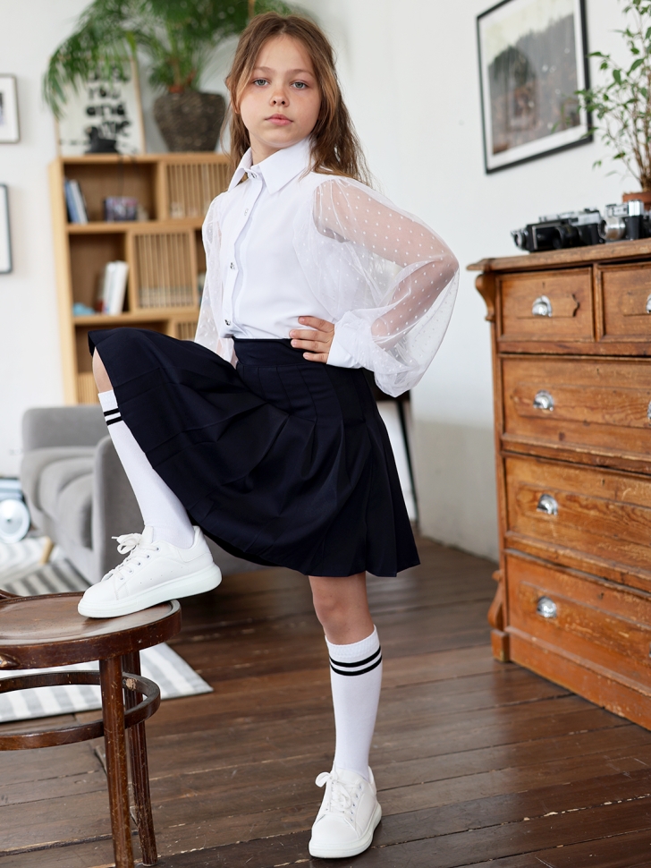 Юбка для девочек школьная БУШОН, модель SK90, цвет темно-синий