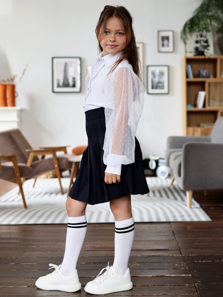 Юбка для девочек школьная БУШОН, модель SK90, цвет темно-синий