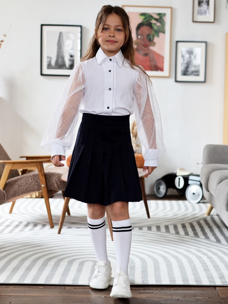 Юбка для девочек школьная БУШОН, модель SK90, цвет темно-синий