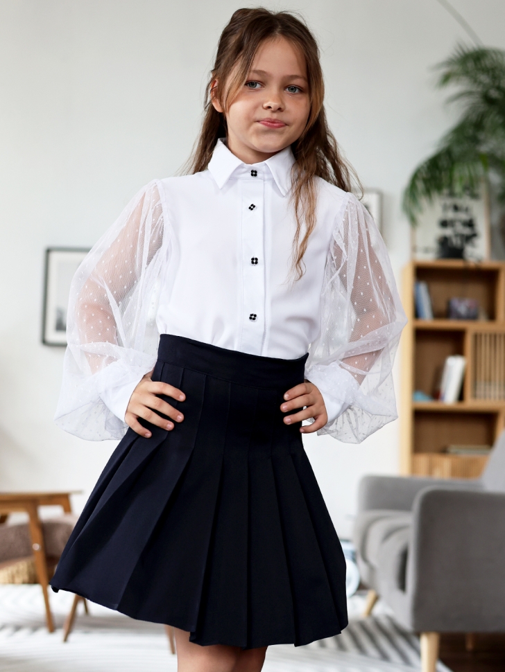 Юбка для девочек школьная БУШОН, модель SK90, цвет темно-синий