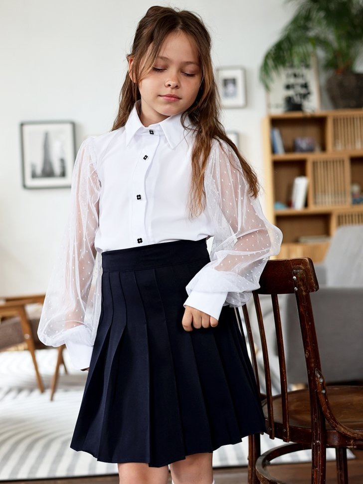 Юбка для девочек школьная БУШОН, модель SK90, цвет темно-синий