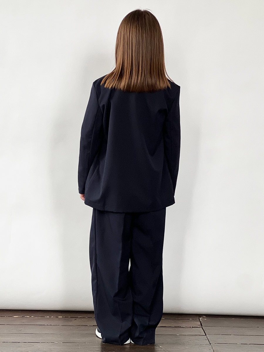 Костюм для девочки пиджак и брюки БУШОН SK80, цвет темно-синий 