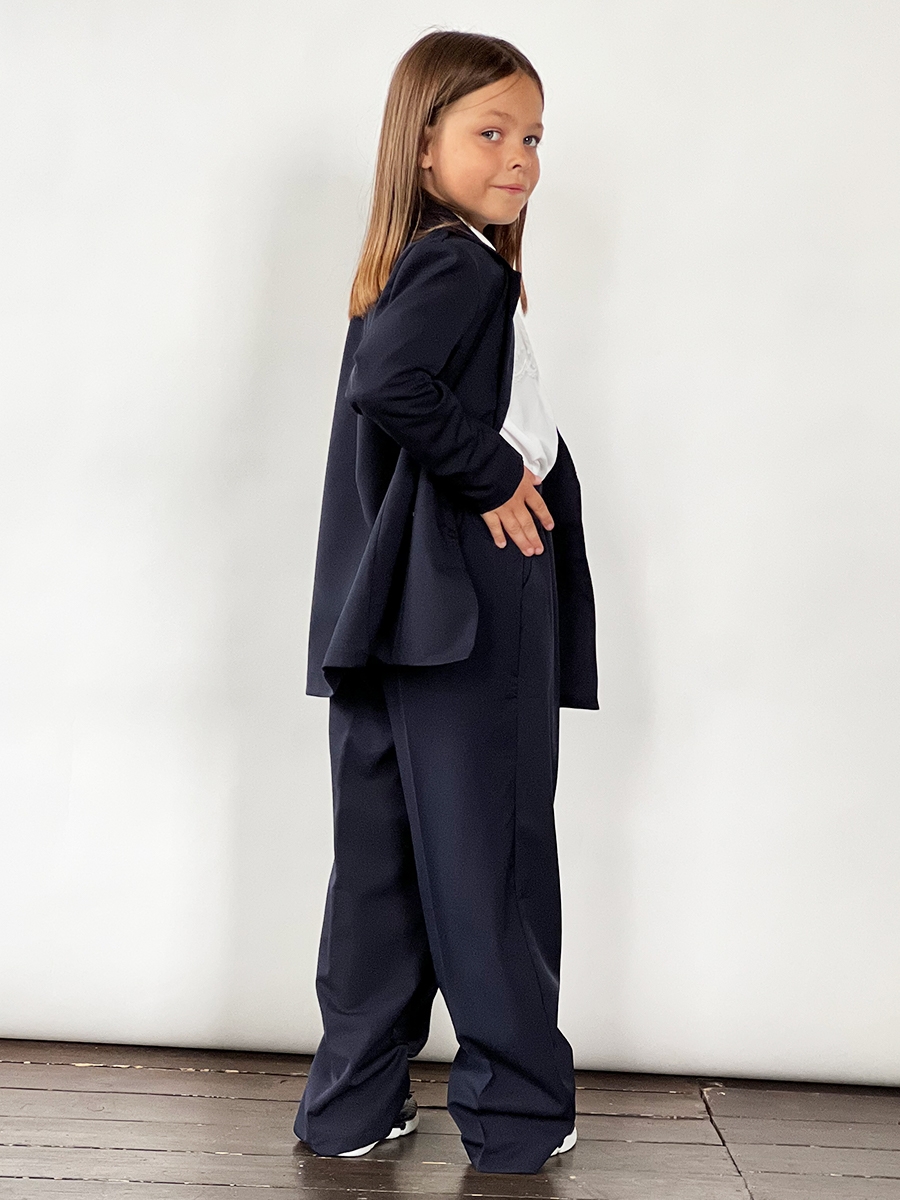 Костюм для девочки пиджак и брюки БУШОН SK80, цвет темно-синий 