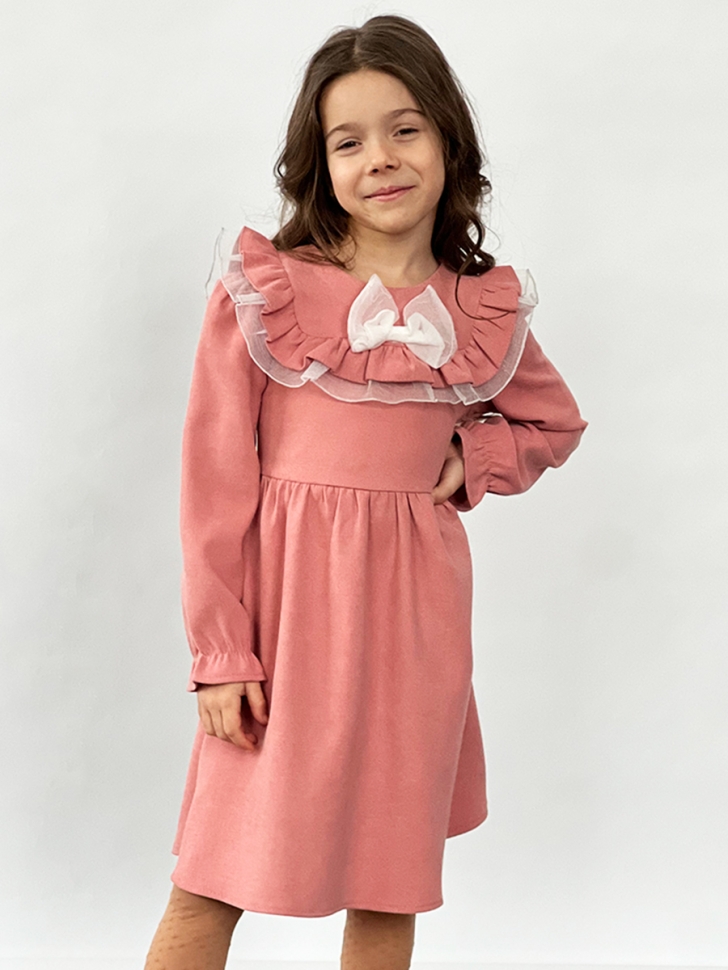Платье для девочки нарядное БУШОН ST59, цвет темно-розовый
