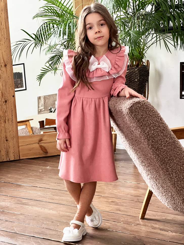 Платье для девочки нарядное БУШОН ST59, цвет темно-розовый