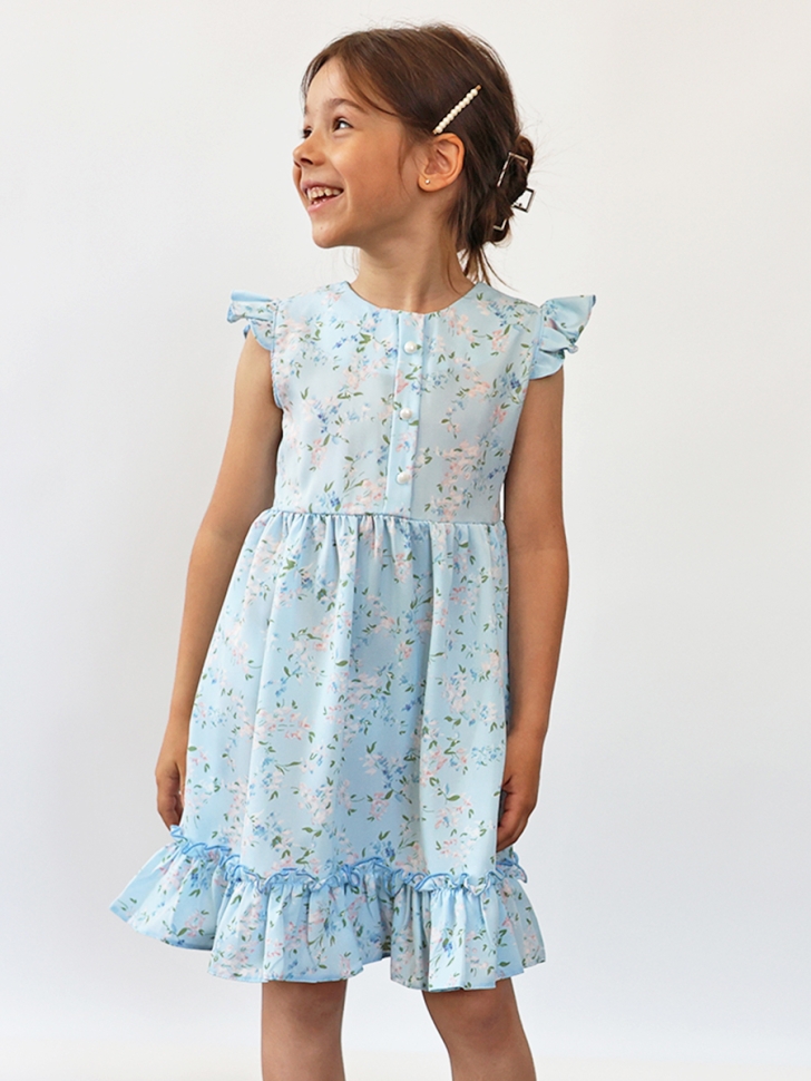 Платье для девочки вискоза БУШОН ST66, цвет голубой цветы