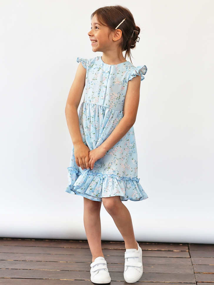 Платье для девочки вискоза БУШОН ST66, цвет голубой цветы