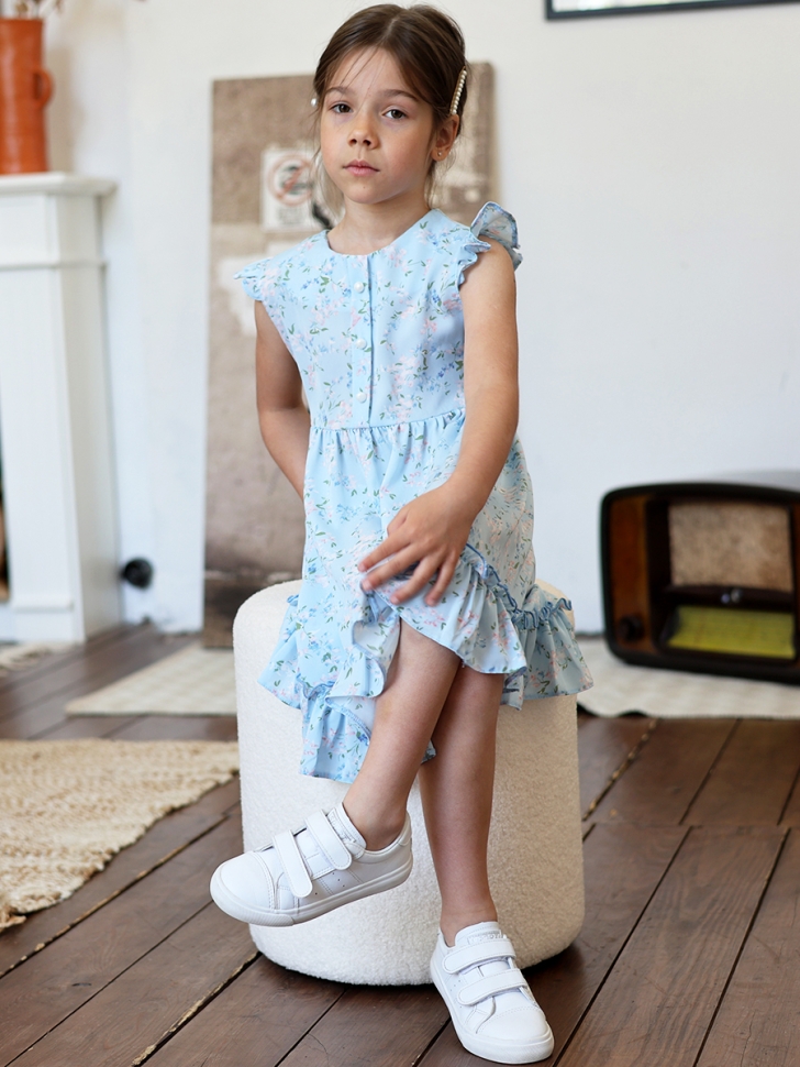 Платье для девочки вискоза БУШОН ST66, цвет голубой цветы