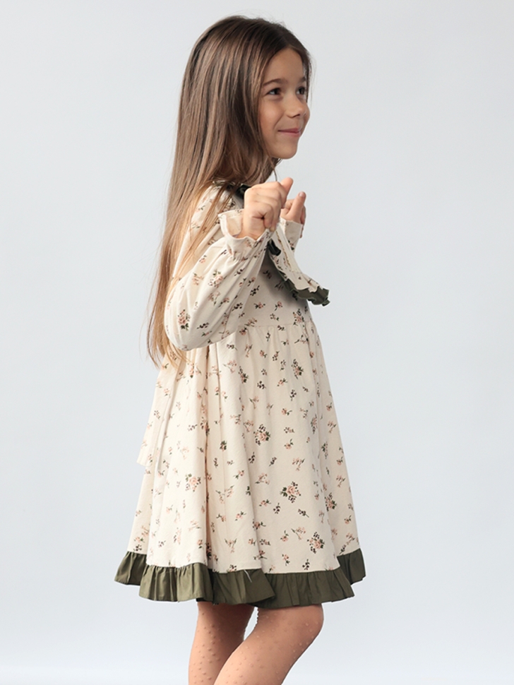 Платье для девочки нарядное БУШОН ST592, цвет бежевый/хаки 