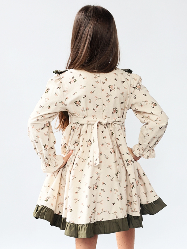 Платье для девочки нарядное БУШОН ST592, цвет бежевый/хаки 