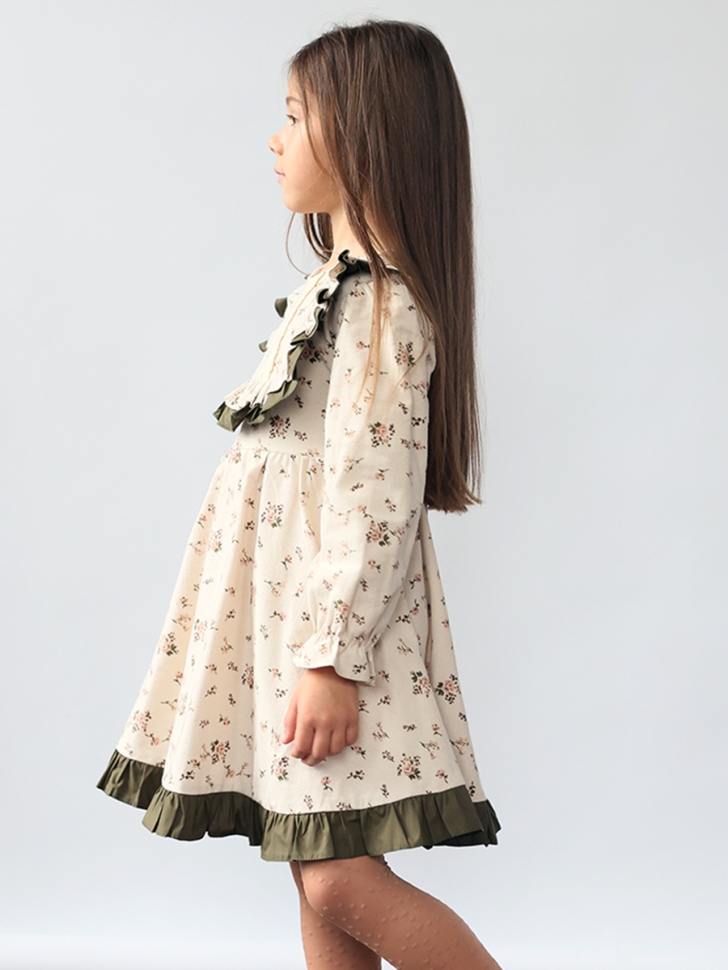 Платье для девочки нарядное БУШОН ST592, цвет бежевый/хаки 