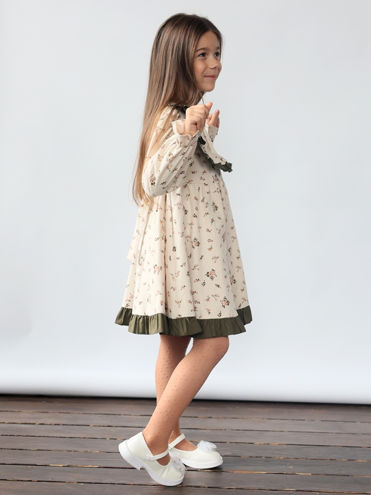 Платье для девочки нарядное БУШОН ST592, цвет бежевый/хаки 