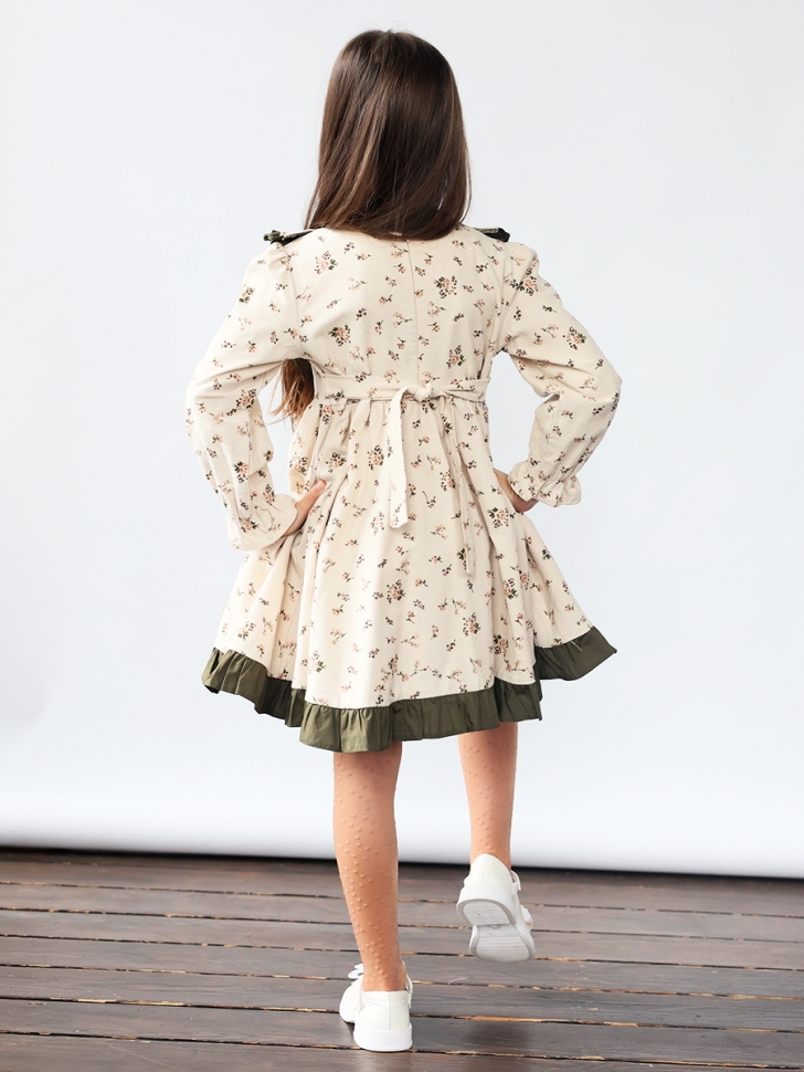 Платье для девочки нарядное БУШОН ST592, цвет бежевый/хаки 