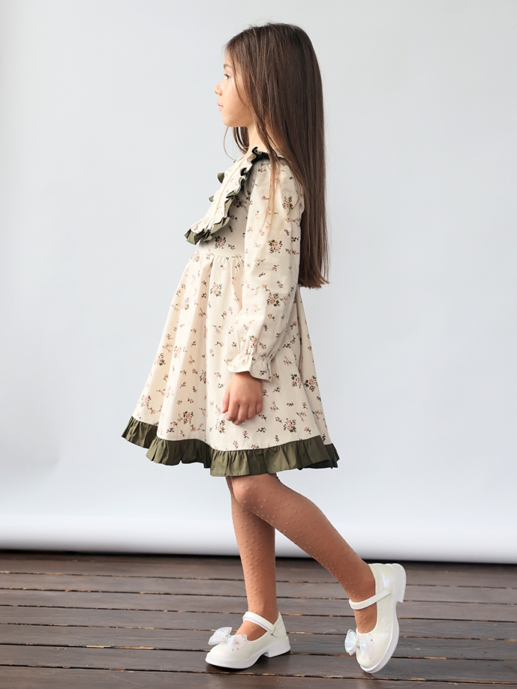 Платье для девочки нарядное БУШОН ST592, цвет бежевый/хаки 