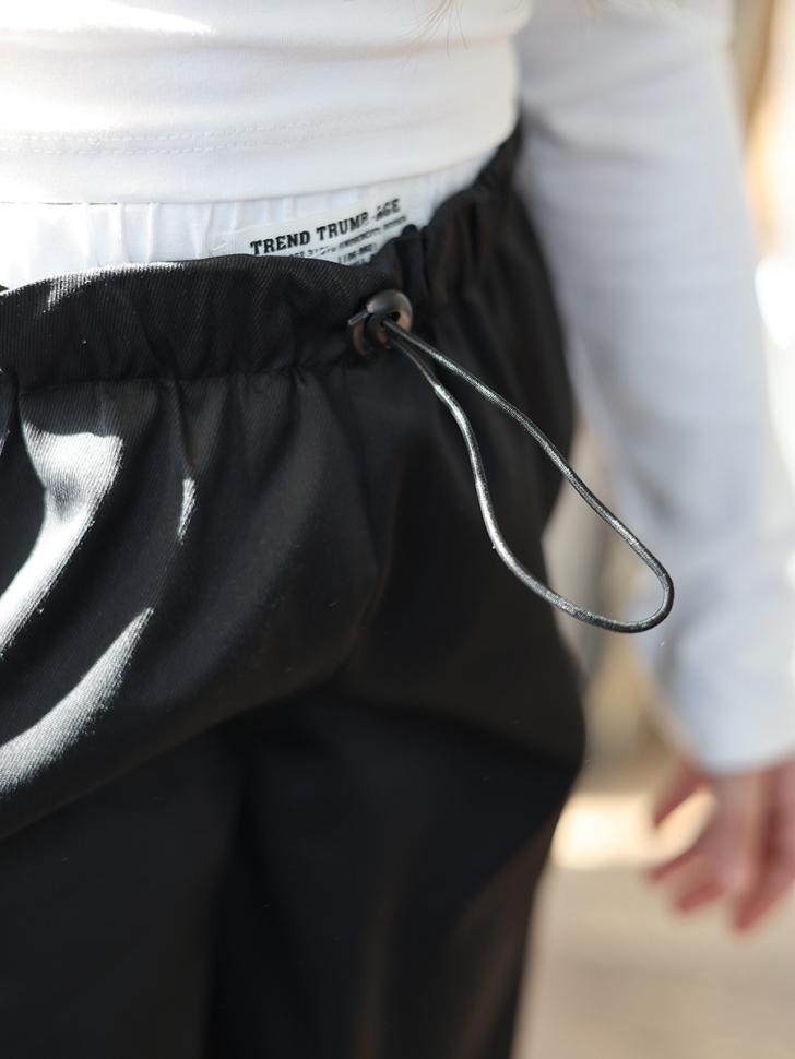 Комплект лонгслив и брюки для девочек БУШОН ST112, цвет черный/белый