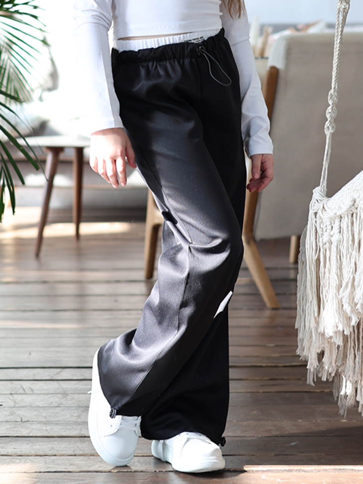 Комплект лонгслив и брюки для девочек БУШОН ST112, цвет черный/белый