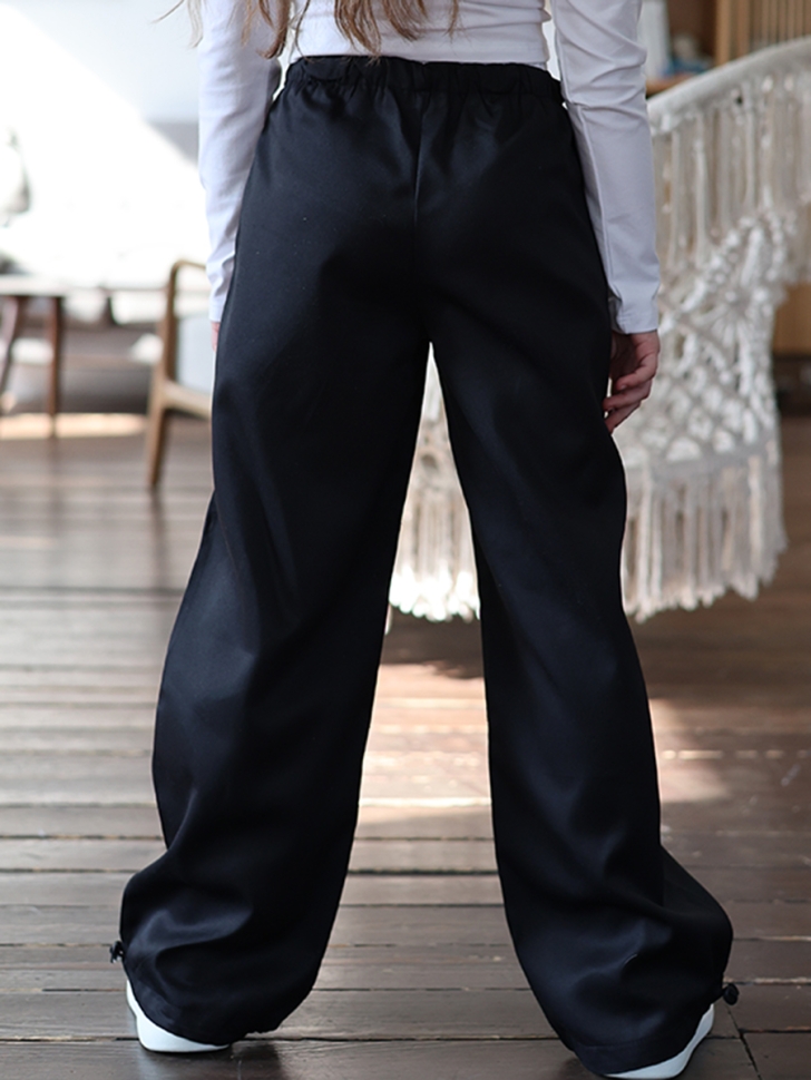 Комплект лонгслив и брюки для девочек БУШОН ST112, цвет черный/белый