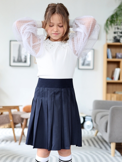 Юбка для девочек школьная БУШОН, модель SK90, цвет темно-синий