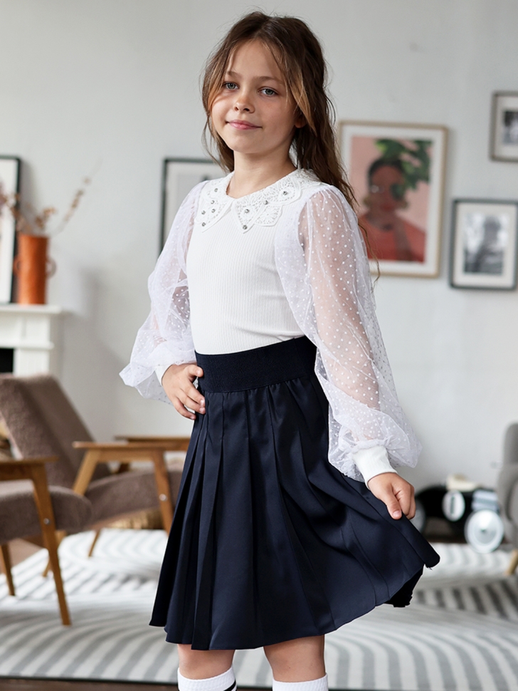 Юбка для девочек школьная БУШОН, модель SK90, цвет темно-синий