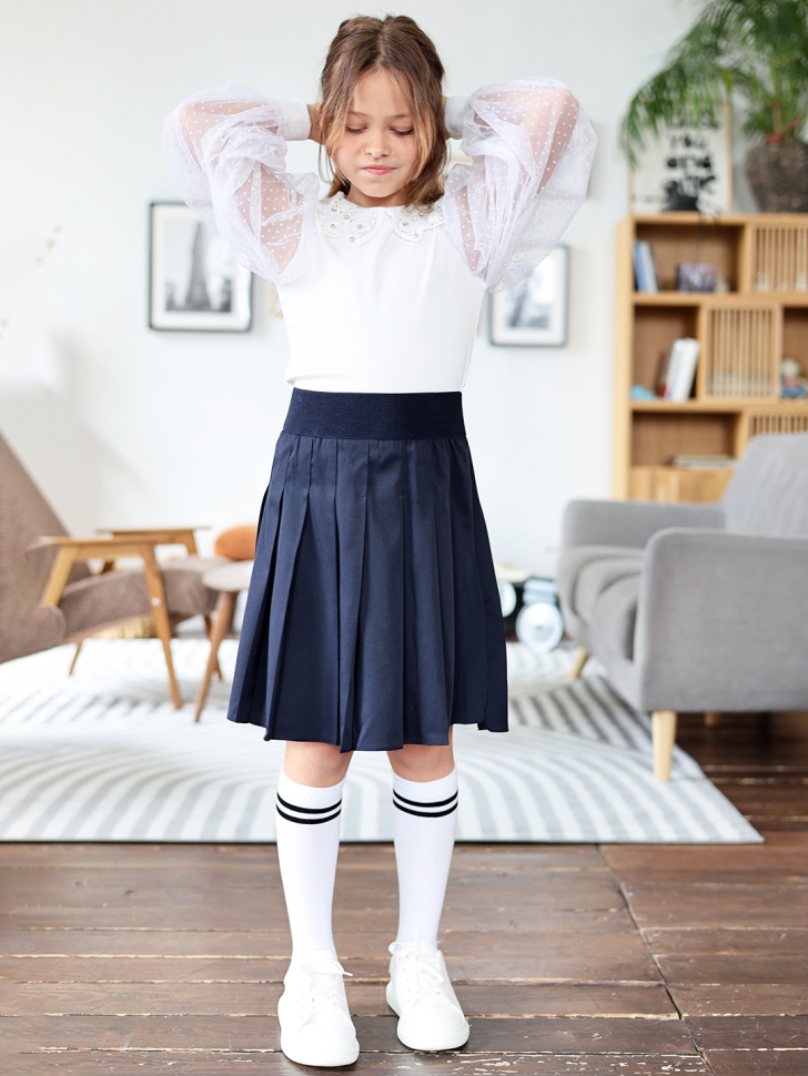Юбка для девочек школьная БУШОН, модель SK90, цвет темно-синий