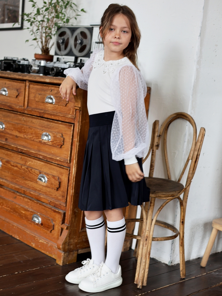 Юбка для девочек школьная БУШОН, модель SK90, цвет темно-синий