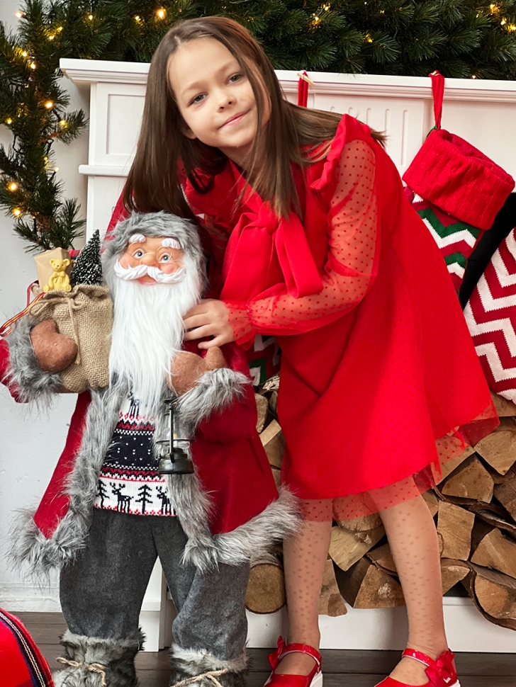 Платье для девочки нарядное БУШОН ST50, отделка фатин, цвет красный 