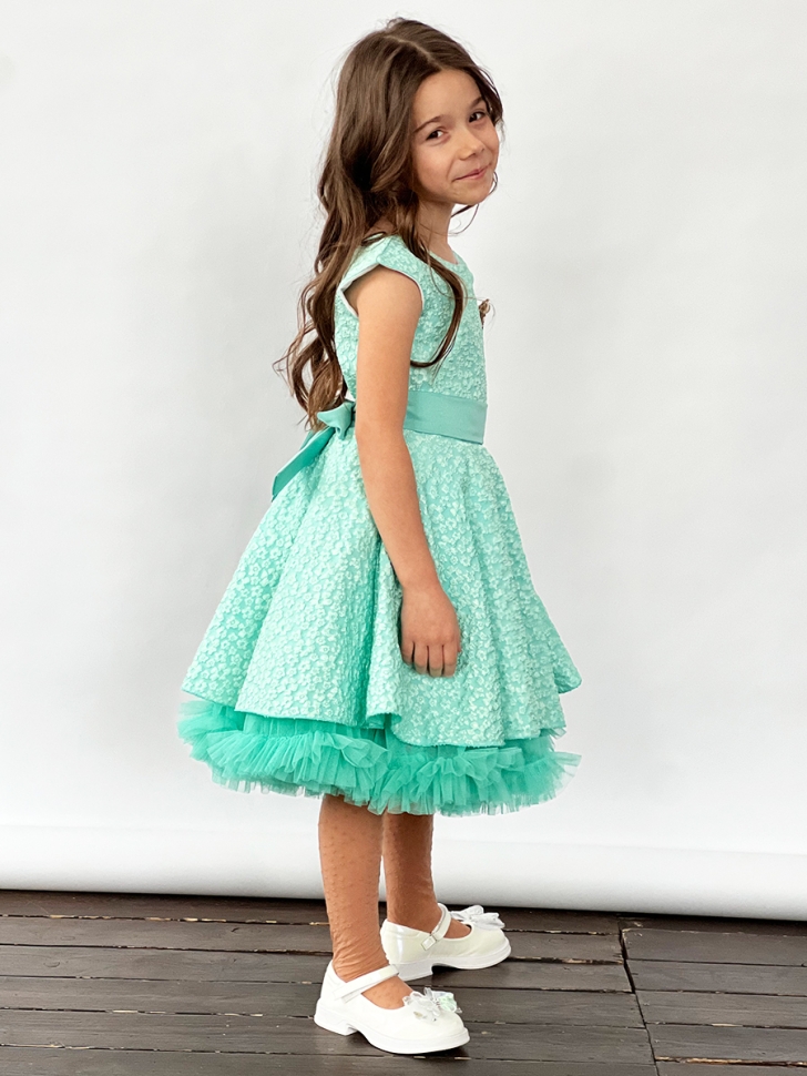 Платье для девочки праздничное БУШОН ST36, цвет бирюзовый 