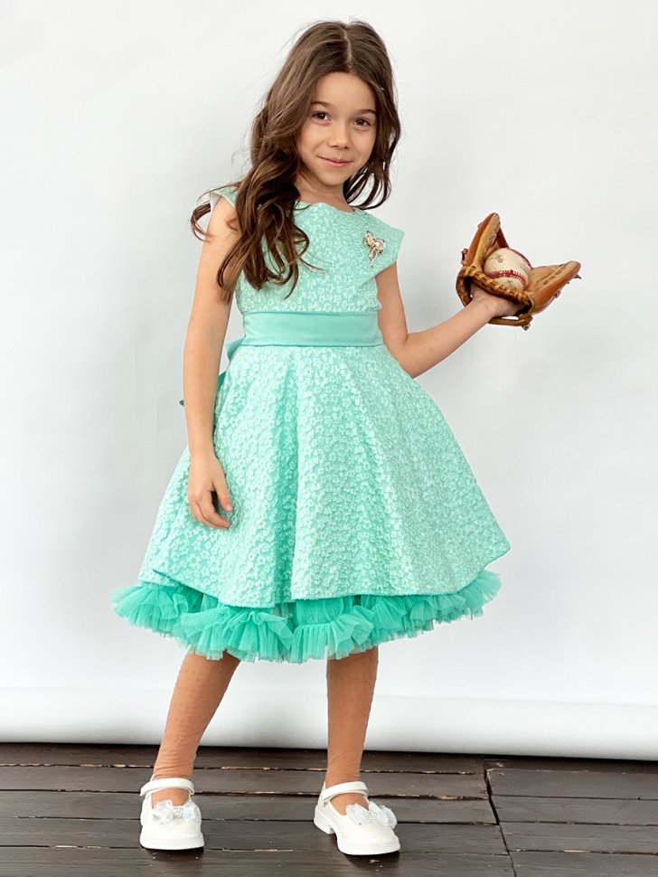 Платье для девочки праздничное БУШОН ST36, цвет бирюзовый 