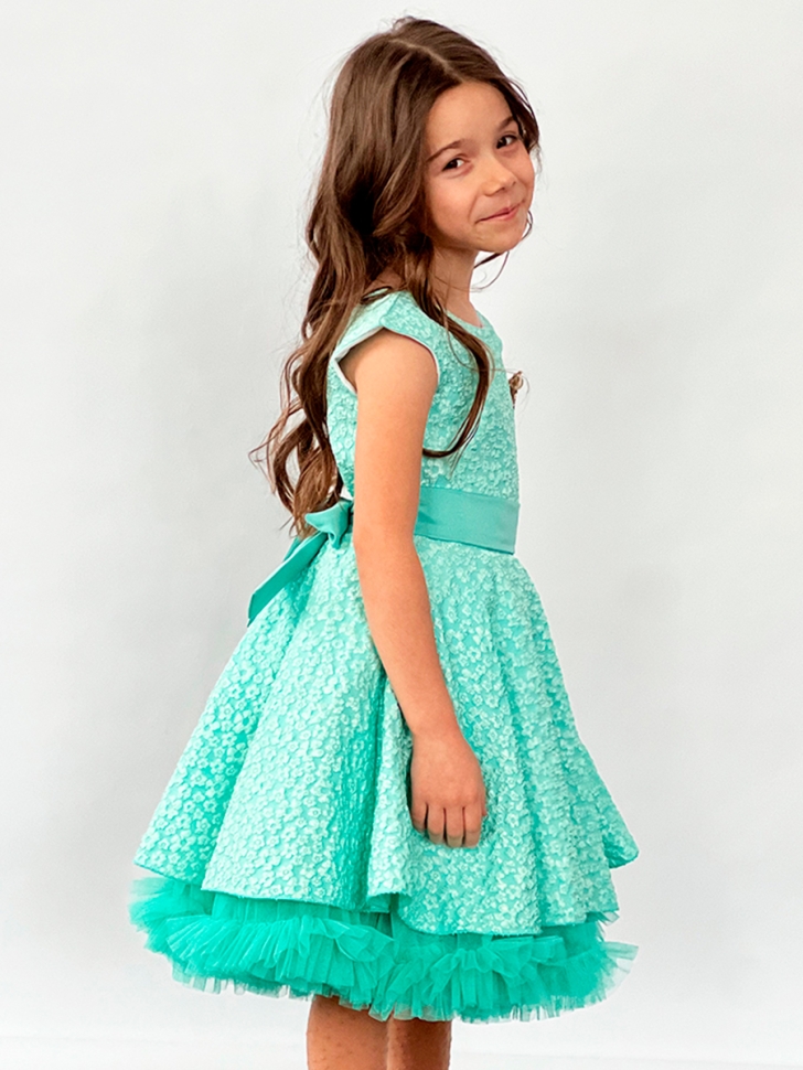 Платье для девочки праздничное БУШОН ST36, цвет бирюзовый 