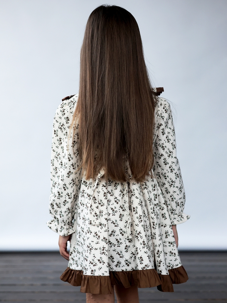 Платье для девочки нарядное БУШОН ST592, цвет светло-бежевый/коричневый 