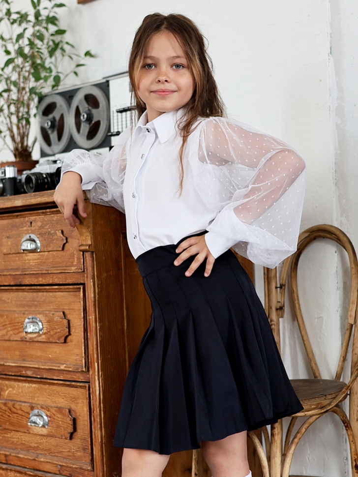 Блузка для девочек школьная БУШОН SK54, цвет белый