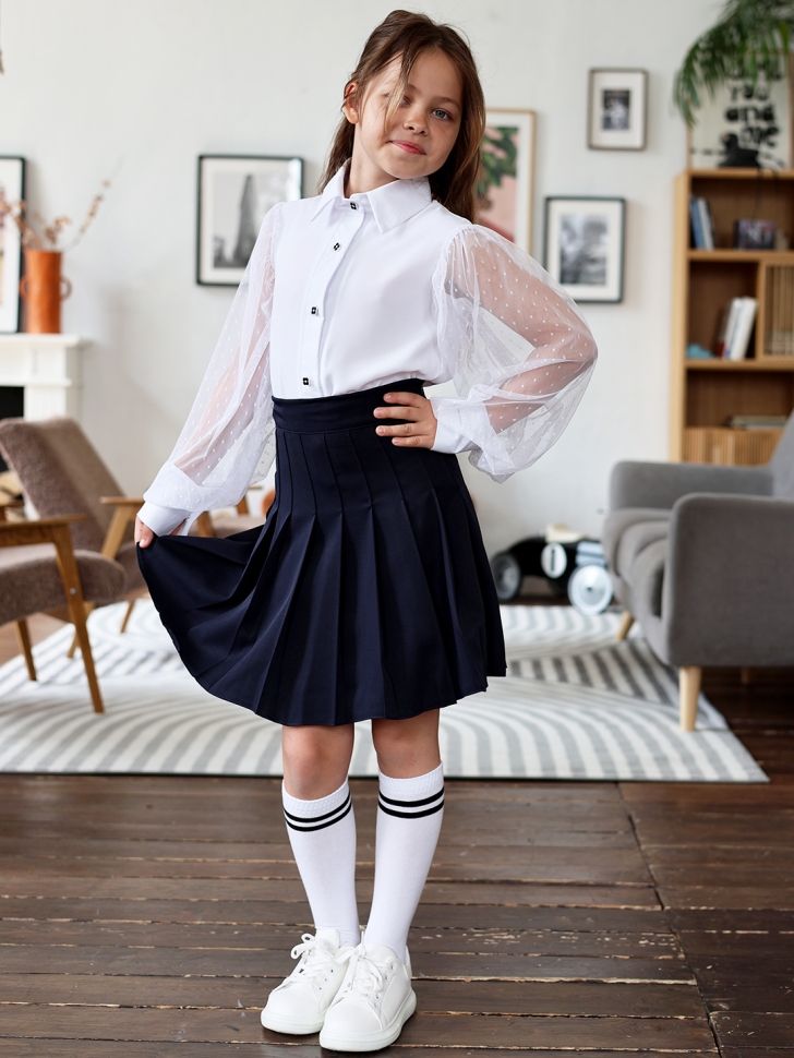 Блузка для девочек школьная БУШОН SK54, цвет белый
