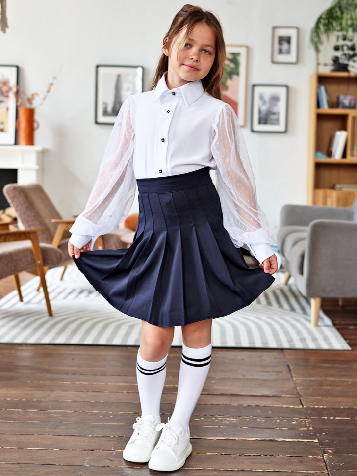 Блузка для девочек школьная БУШОН SK54, цвет белый