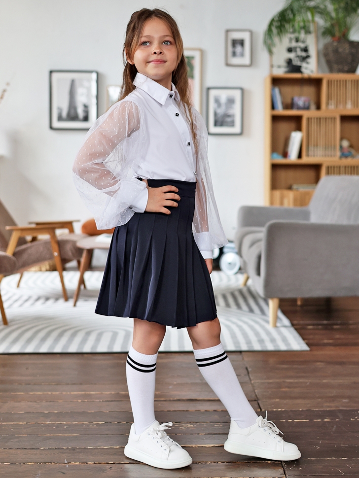 Блузка для девочек школьная БУШОН SK54, цвет белый