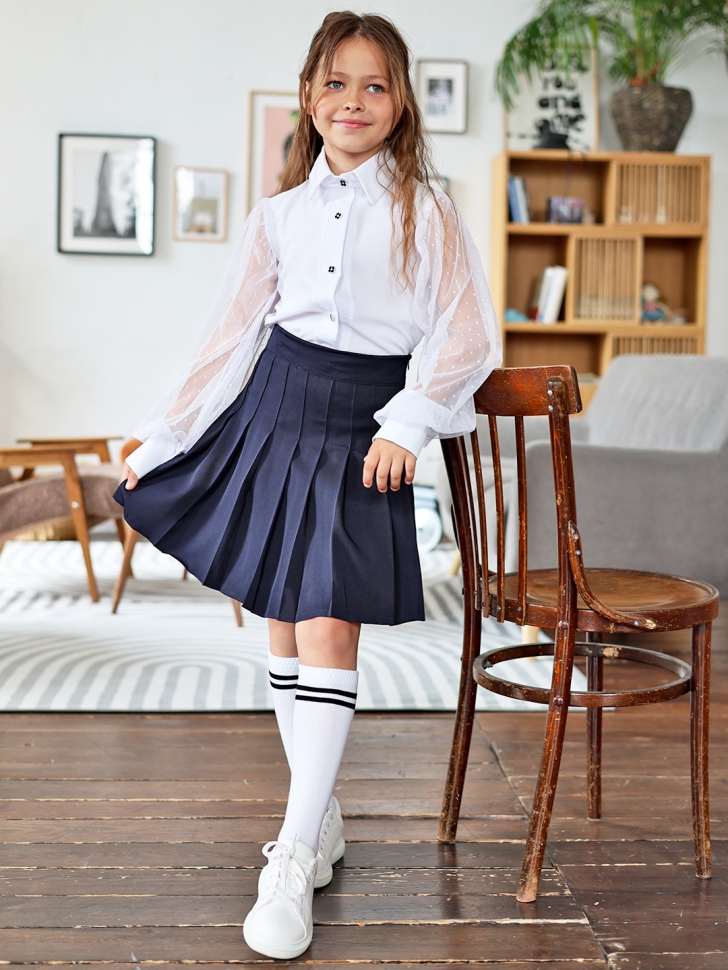 Блузка для девочек школьная БУШОН SK54, цвет белый