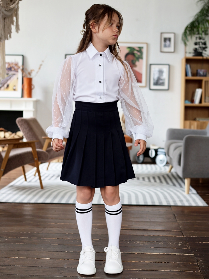 Блузка для девочек школьная БУШОН SK54, цвет белый