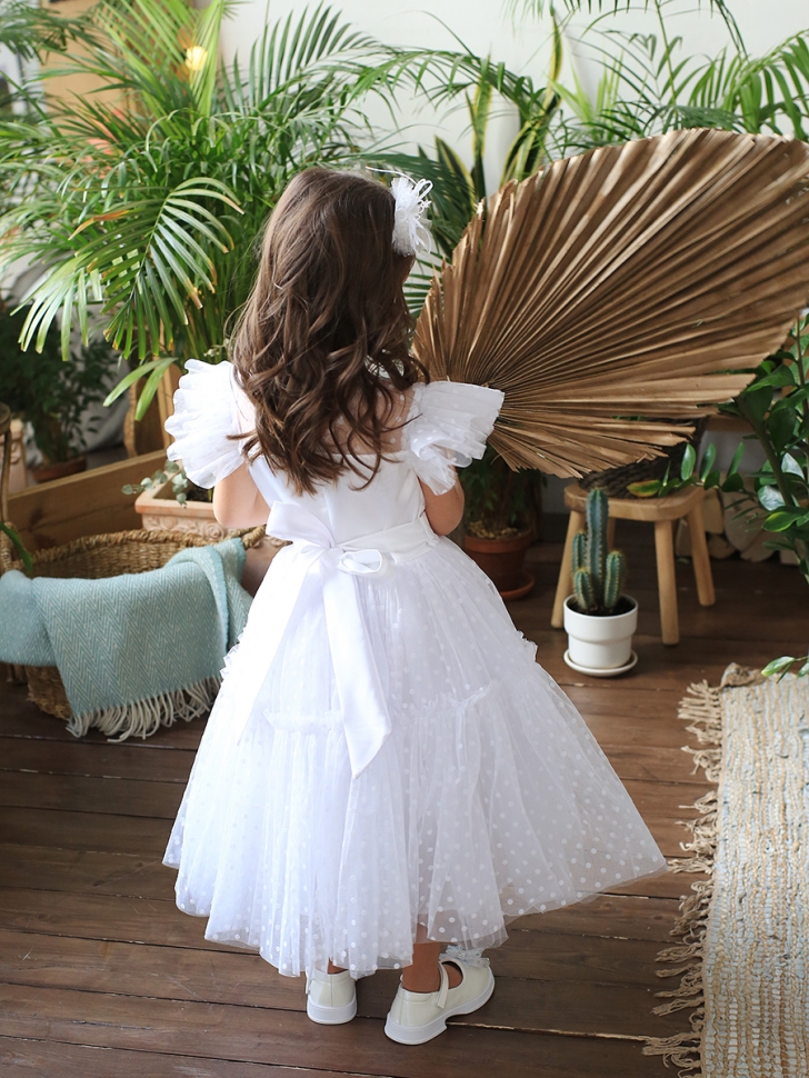 Платье для девочки нарядное БУШОН, цвет белый 