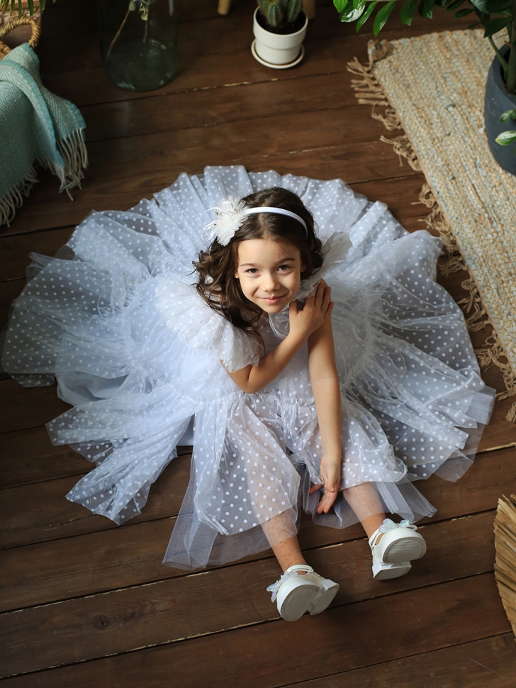 Платье для девочки нарядное БУШОН, цвет белый 